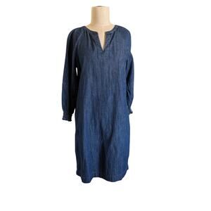 Talbots Denim Shift Dress Knee Length Summer Coastal Classic Womens Size 10